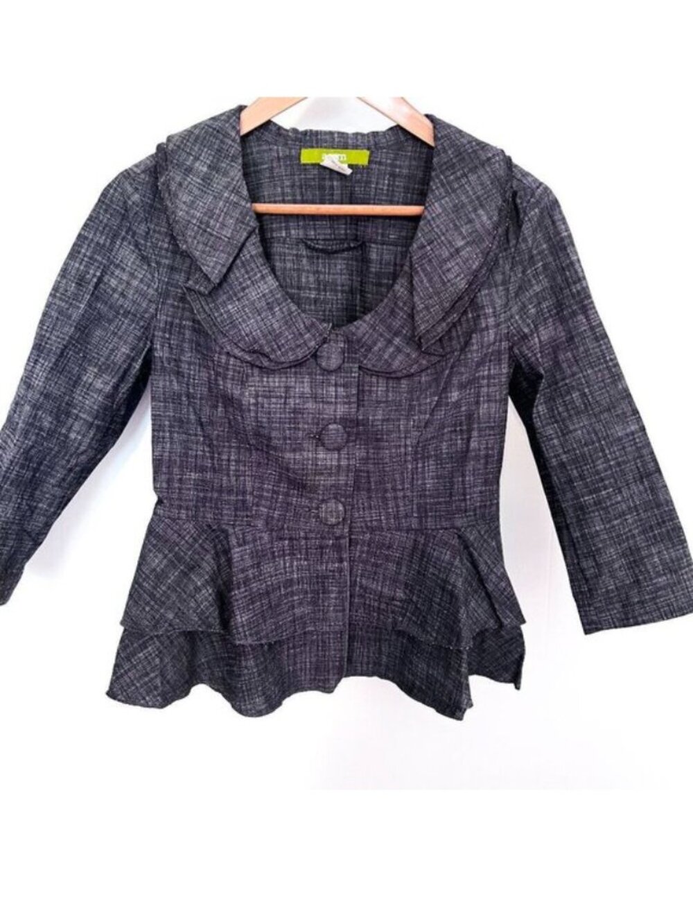 ACORN Vintage Style Portrait Collar Ruffle Peplum Jacket Blazer Top Small - Picture 2 of 9